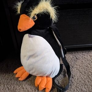 Plush Penguin Backpack for Small Pets - Black and White